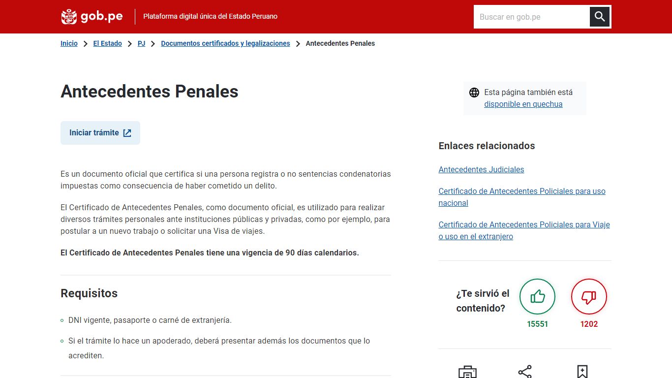 Antecedentes Penales - Trámite - Poder Judicial - Gobierno del Perú