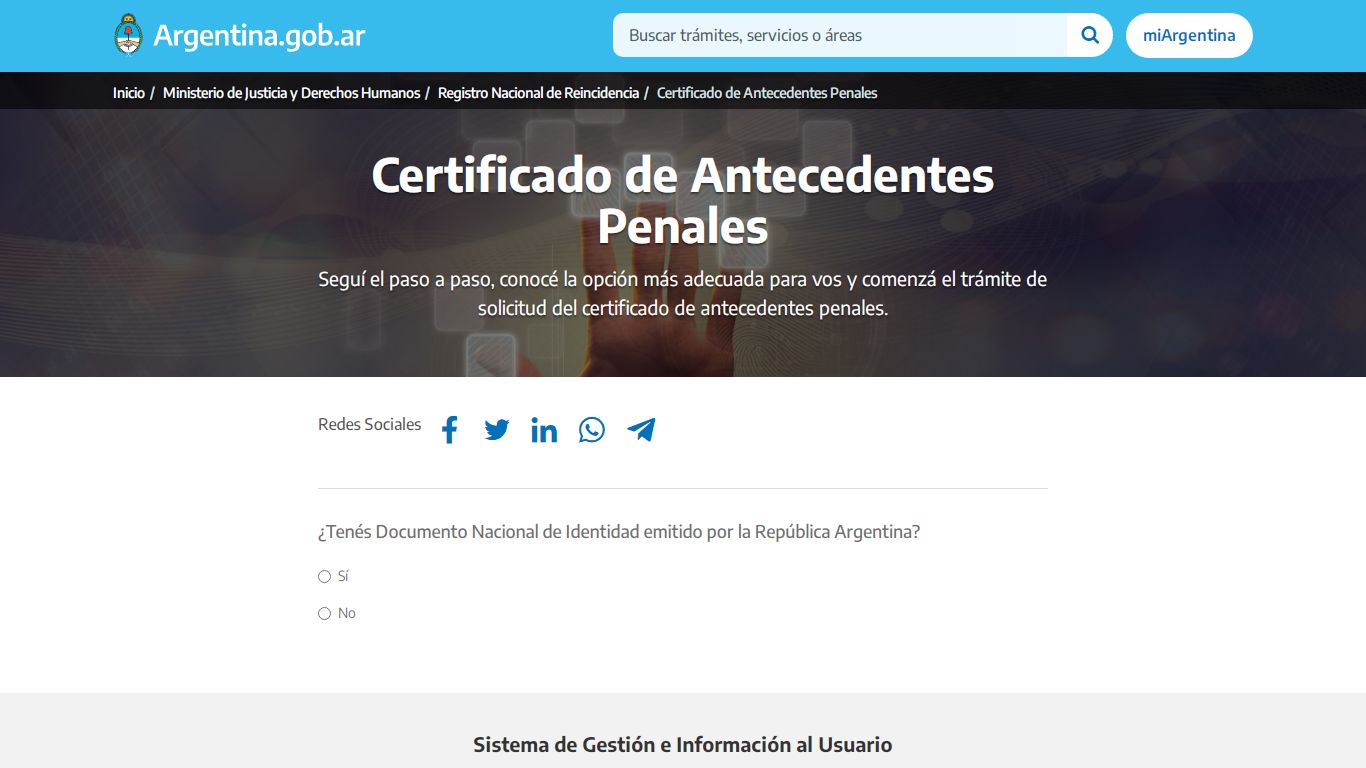 Certificado de Antecedentes Penales | Argentina.gob.ar